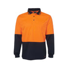 Hi Vis Traditional Long Sleeve Polo Shirt 6HVPL in Orange/Navy