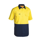 Yellow and navy short sleeve work shirt