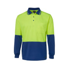 Hi Vis Traditional Long Sleeve Polo Shirt 6HVPL in Lime/Royal Blue
