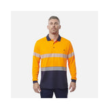 KingGee Men's Workcool Hyperfreeze Hi Vis Long Sleeve Polo Shirt With Segmented Tape K54225