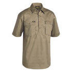 Bisley Closed Front Cotton Drill Short Sleeve Shirt Khaki