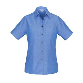 Women's Chambray Short Sleeve Shirt LB6200 flat front