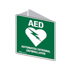 Emergency AED sign front view