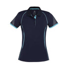 Biz Collection Women's Razor Short Sleeve Polo - Dark Colours P405LS in Navy/Sky