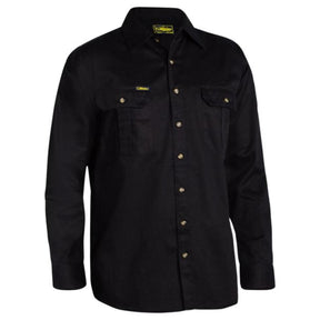 Bisley Long Sleeve Cotton Drill Shirt Black