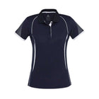 Biz Collection Women's Razor Short Sleeve Polo - Dark Colours P405LS in Navy/White