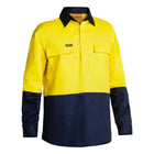 Bisley Hi Vis Closed Front Drill Shirt BSC6267 Yellow Navy