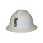 White safety helmet with metal attachment