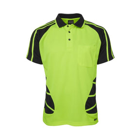 JB's hi-vis spider polo, front view