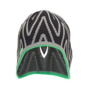 MSA V-Gard Hard Hat Winter Liner Knit Cap front view black gray pattern with green trim