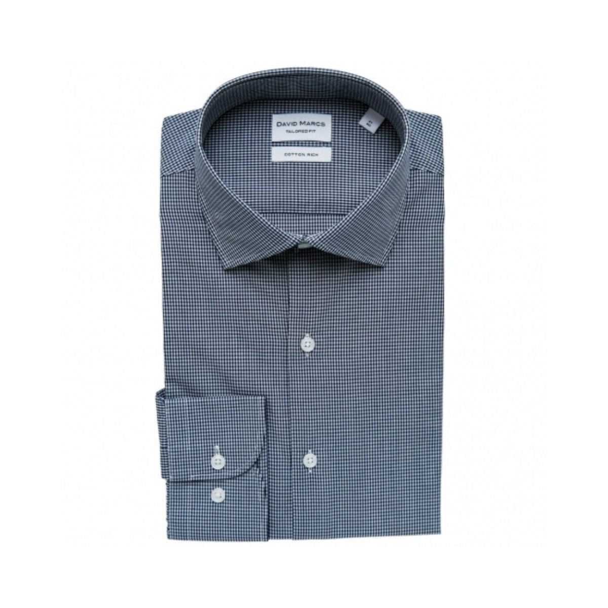 David Marcs Men's Long Sleeve Tailored Fit Check MSLT16