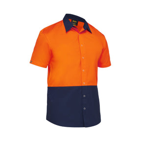 Bisley Two Tone Hi Vis Shirt BS1442 in orange and navy for workwear