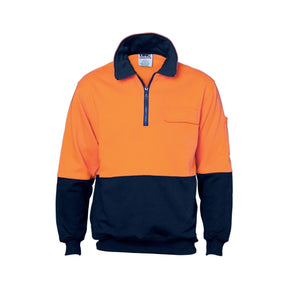 DNC Two Tone 1/2 Zip Cotton Fleecy Windcheater Orange