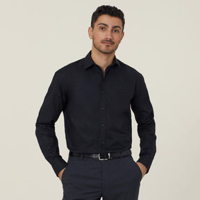 NNT Men's Avignon Stretch Long Sleeve Shirt in black