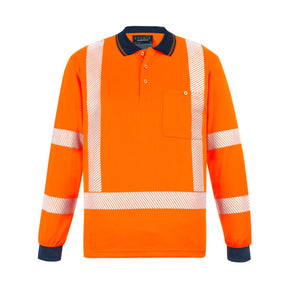 Syzmik hi-vis X back NSW rail polo, front view
