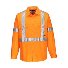 Portwest lightweight cotton long sleeve shirt front view