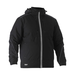 Black workwear jacket with reflective piping for men