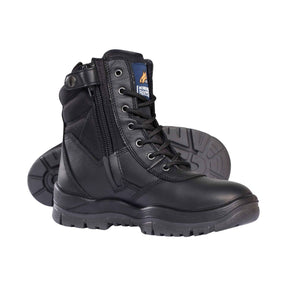 Black high-leg zip-sided work boots for men