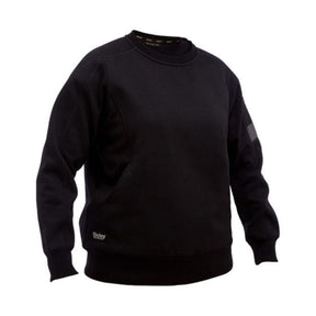 Black fleece crew neck jumper for workwear