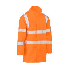 High visibility wet weather jacket with reflective strips