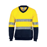 DNC HiVis Two Tone Cotton Fleecy Sweat Shirt V-Neck with 3M Reflective Tape 3924
