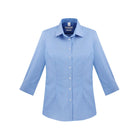 Front view of Biz Collection Women's Regent 3/4 Sleeve Shirt S912LT in blue