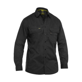 Black men's airflow stretch ripstop work shirt front view