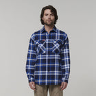 Long sleeve check flannel workwear shirt in blue