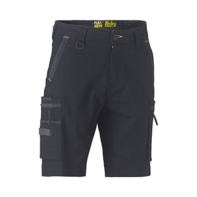 Black stretch cargo shorts for workwear