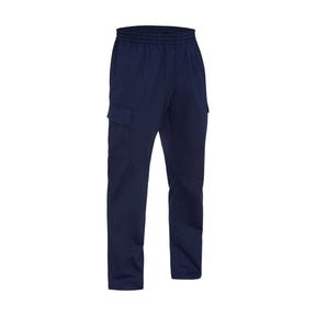 Navy cargo workwear pants with elastic waist