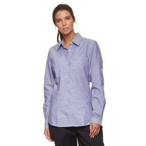 KingGee women's chambray shirt, front view
