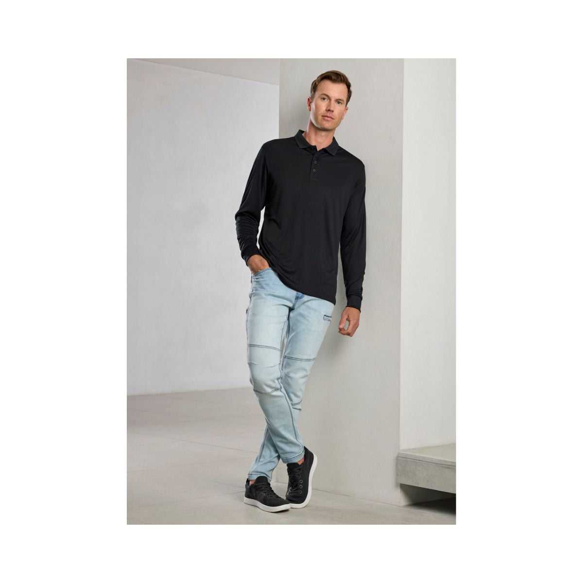 Biz Collection Men's Action Long Sleeve Polo Shirt P206ML