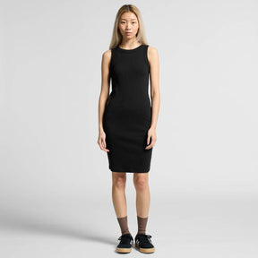 Black ribbed dress for women