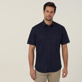 NNT Men's Avignon Stretch Short Sleeve Shirt in navy
