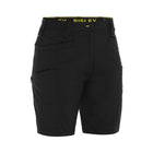 Black women's workwear cargo shorts with zip pockets