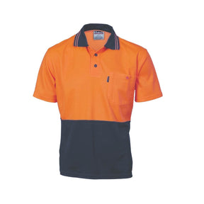 HiVis Two Tone Fluro Polo Orange Navy