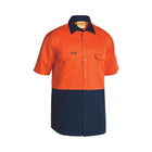 Orange and navy short sleeve work shirt