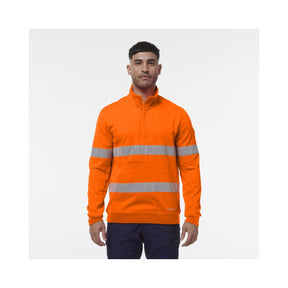 KingGee reflective quarter zip fleece, front view