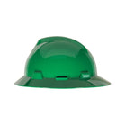 Green safety helmet with visor for head protection