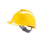 Yellow V-Gard 500 safety helmet with adjustable suspension for construction safety
