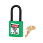 Green dielectric safety padlock with key