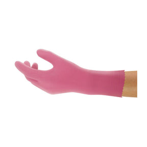 Pink rubber glove with extended cuff