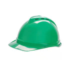 Green vented safety helmet with adjustable suspension