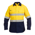 KingGee Hi Vis Reflective Spliced Shirt Yellow Navy