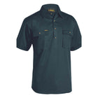 Bisley Closed Front Cotton Drill Short Sleeve Shirt Dark Green