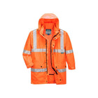 Portwest Hi-Vis Argyle Rain Traffic Jacket MF306 worn by model