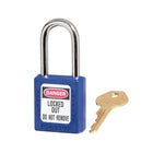 Blue safety padlock with key