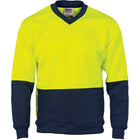 DNC HiVis Two Tone Fleecy Sweat Shirt V-Neck Yellow