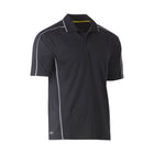 Navy polo shirt for workwear with white piping