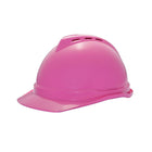 purple safety helmet with vented construction